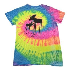 VTG Minnesota Moose Tourist Travel Hippy Souvenir Tie-Dye Tee Shirt sz S